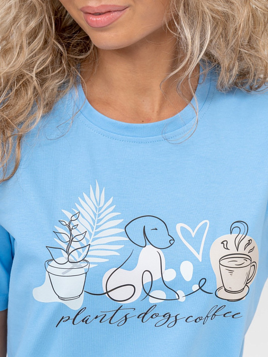 Футболка женская Смайл голубой