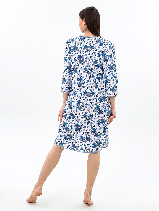 Ночная сорочка Камелия набивная белый/василек