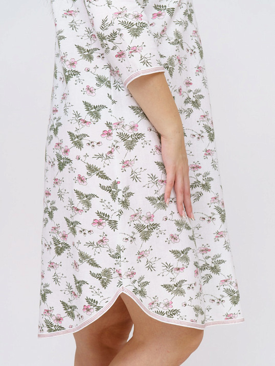 Ночная сорочка Камелия набивная белый/розы