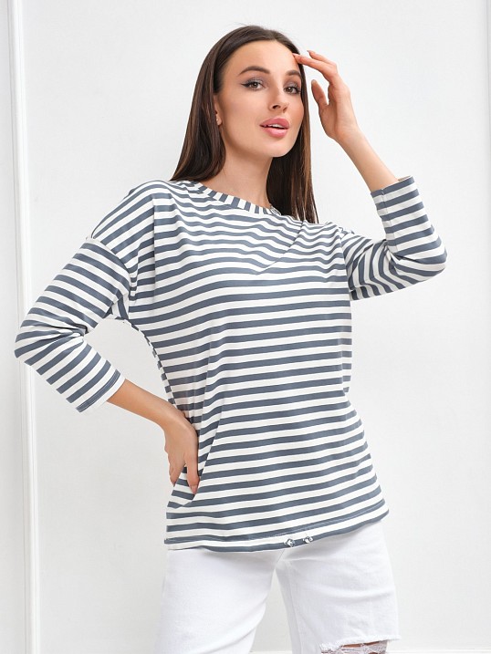 Лонгслив Николь графит/полоса Лонгслив Николь графит/полоса