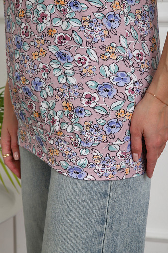 Футболка Фонарик вискоза брусника/цветы