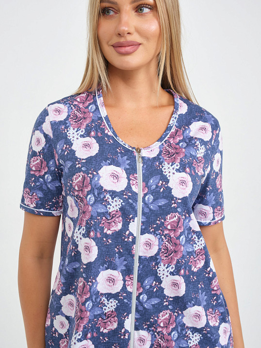 Халат Лотос набивка джинс/цветы