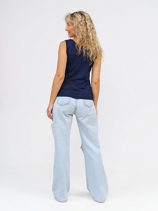 Майка вискозная однотонная т-синяя